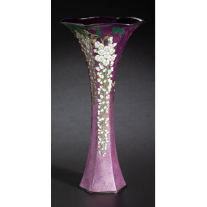 A Kumeno Teitaro Purple Ginbari Cloisonné Enamel Vase, Meiji period Marks: (maker's mark)