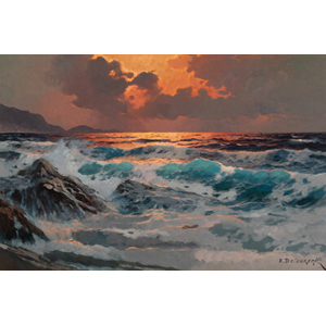 Alexander Dzigurski (Russian/American, 1911-1995) Seascape at Dusk