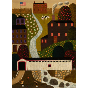 Charles Wysocki (American, 1928-2002) Covered Bridge in Vermont