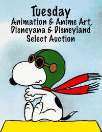 September 30 Tuesday Animation and Anime Art, Disneyana and Disneyland Select Auction