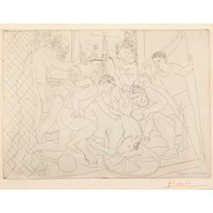 Pablo Picasso (1881-1973) Cheval mourant entouré d'une famille de saltimbanques, 1931