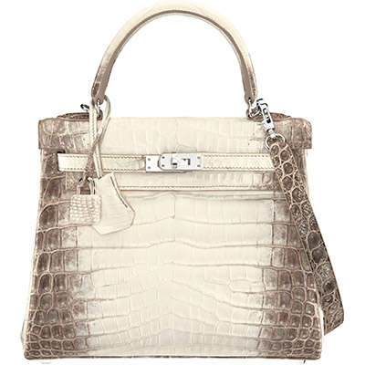 Hermes 25cm Matte White Himalaya Niloticus Crocodile Kelly Retourne Bag