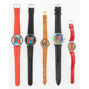 Set of Five Robert Indiana Watches Dimensions vary