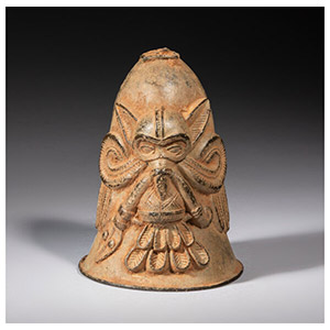 A Yoruba (Ife) Bronze Bell with Raptor 