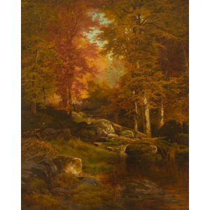 Thomas Moran (American, 1837-1926) A Wood Scene, Autumn, 1865