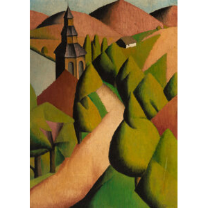 Tobeen (Félix Bonnet) (French, 1880-1938) Paysage de Ciboure avec le chemin du vieux cimetière et le clocher, circa 191