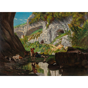 Paul Huet (French, 1803-1869) Goatherds resting with their flock, 1825