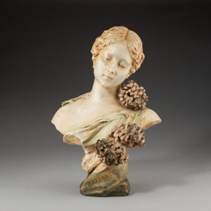 A Riessner Stellmacher & Kessel Amphora Porcelain Bust, circa 1900 Marks: (maker's mark), 4244, 10