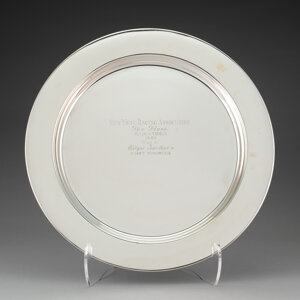 A Cartier Silver Commemorative Plate, New York, circa 1958 Marks: Cartier, Sterling, 87