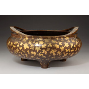 A Large Chinese Gold-Splashed Bronze Tripod Censer, 20th century Marks: (Dan Er Bu Yan ???? mark)