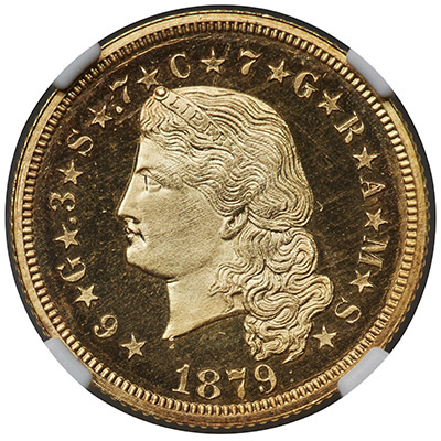 1879 Flowing Hair Stella, PR66 Cameo