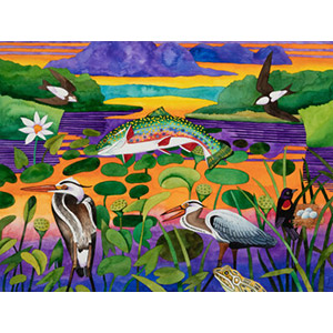 Billy Hassell (American, b. 1956) Birds and Fish, 1999