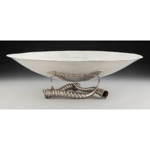 A Stephen O'Meara Silver Shallow Bowl on Reversable Horn-Form Stand, Scottsdale, Arizona, late 20th century Marks: SO, 92... (Total: 2 )