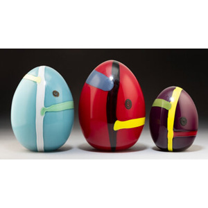 Lino Tagliapietra for Oggetti Group of Three Eggs, 1983-1988