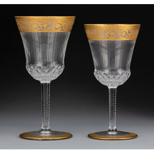 A Twenty Six-Piece St. Louis Thistle Pattern Partial Gilt Glass Stemware Set, designed 1913 Marks: CRYSTAL, S... (Total: 26 Items)