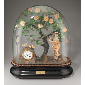 A Jean Marie Phalibois Clock Automaton: Monkey Shooting a Target, 19th century Inscription to plaque: Jean Marie 