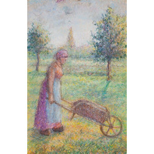 Hughes Claude Pissarro (French, b. 1935) Mauricette with a wheelbarrow