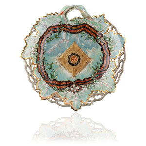 A Russian Reticulated Porcelain Leaf Dish from the Order of St. George Service Gardner Porcelain Factory, Ver