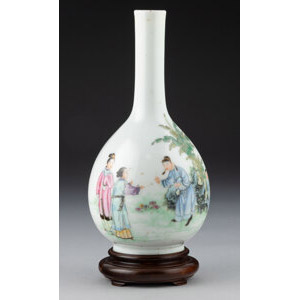 A Chinese Polychrome Enameled Bottle Vase, Republic period Marks: Four-character Yongzheng mark