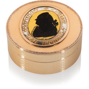 A Russian Gold Snuffbox with Portrait of Baranov Maker's mark of NM, St. Petersburg, circa 1791