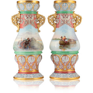 An Important and Monumental Imperial Pair of Neo-Russian Style Porcelain Vases Imperial Porcelain Factory, St. Petersburg... (Total: 2 Items)