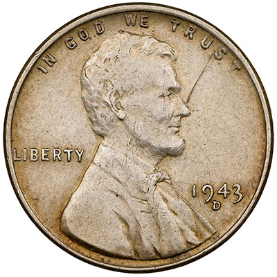 1943-D Lincoln Cent Struck on Australian Sixpence Planchet, NGC Details. AU.