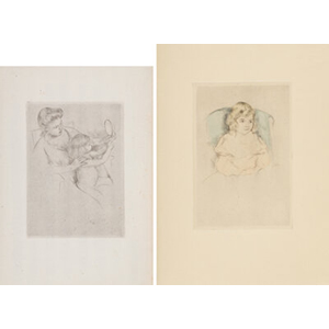 Mary Stevenson Cassatt (1844-1926) Sara Smiling; Looking Into the Hand Mirror No. 2 (two works), circa 1904; circa 1905