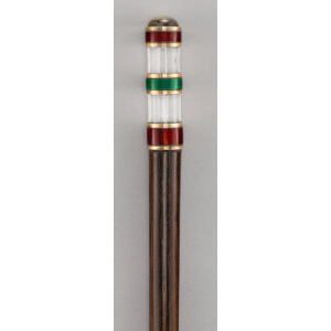 A Crystal, Enameled, and Carved Wood Cane 38-5/8 x 1 inches (98.1 x 2.5 cm)