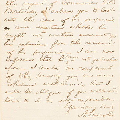 Abraham Lincoln Autograph Letter Signed