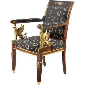 A French Empire-Style Gilt Bronze-Mounted Mahogany Armchair 40-1/2 x 24 x 26-1/2 inches (102.9 x 61.0 x 67.3 cm)