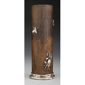 A Gorham Mfg. Co. Silver and Iron Vase, Providence, Rhode Island, 1883 Marks: (lion-anchor-G), STERLING & IRON, W32