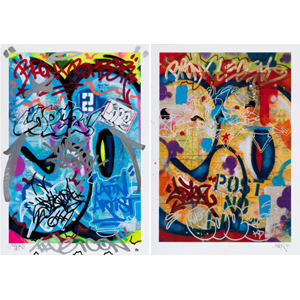 Cope2 (b. 1968) New York City Subway Maps II; New York City Subway Maps IV (two works), 2019