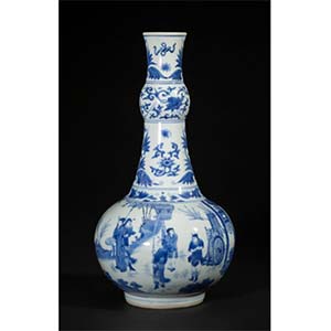 A Chinese Blue and White Bottle Vase, Transitional period, early 17th century