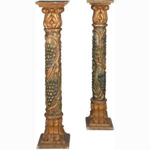 A Pair of Spanish Colonial Carved Pedestals 47 x 9-5/8 x 10-1/4 inches (119.4 x 24.4 x 26.0 cm) (each)