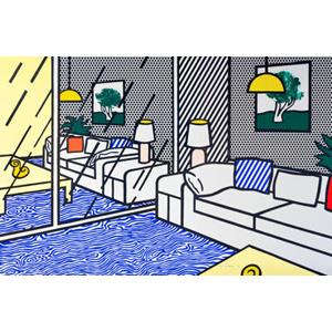 Roy Lichtenstein (1923-1997) Wallpaper with Blue Floor Interior, 1992
