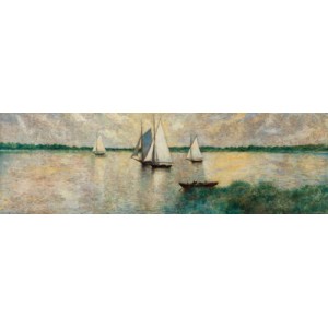 Edward Percy Moran (American, 1862-1935) Inland Lake Sailing