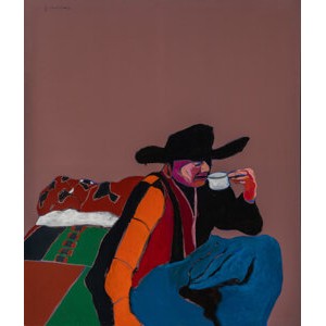 Fritz Scholder (American, 1937-2005) Indian Sitting on Bed, 1974