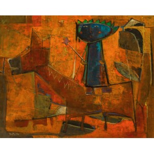 Angel Botello (1913-1986) Rey con caballo, circa 1970