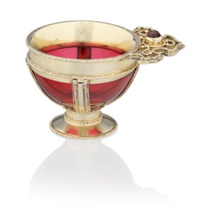 Dowager Empress Maria Feodorovna: An Imperial Fabergé Gem-Set Gilt-Silver Mounted Ruby Glass Charka Fabergé with Imperial
