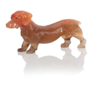 A Fabergé Gem-Set and Gold-Mounted Agate Dachshund Fabergé, St. Petersburg, circa 1900, apparently unmarked
