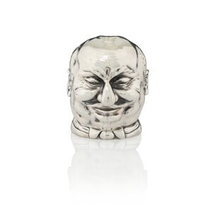 Mikhail Antonovich Houriet: A Fabergé Figural Portrait Silver Vodka Beaker Fabergé, 1st Artel, St. Petersburg, 1909-1913 