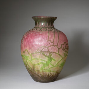 Steuben Glassworks Hunting Scene Vase, circa 1925