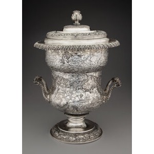 A Large Wang Hing Chinese Export Silver Covered Two-Handle Urn, Hong Kong, late 19th/ early 20th century Marks: WH, 90, 