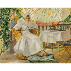 Irving Ramsey Wiles (American, 1861-1948) A Restful Hour, circa 1890