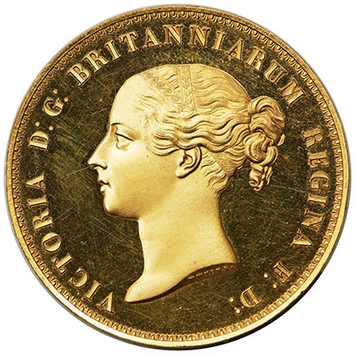 Victoria gold Proof 'Una and the Lion' 5 Pounds 1839 PR63 Ultra Cameo NGC 