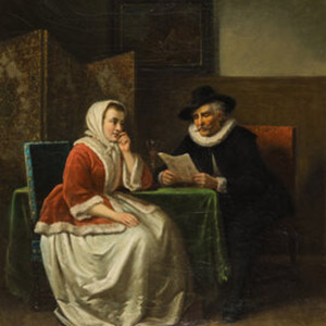 Jan Jacobus Matthijs Damschreuder (Dutch, 1828-1905) The Conversation
