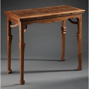A Chinese Burl Wood Inset Huanghuali Side Table, 17th century