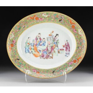 A Chinese Export Famille Rose Oval Serving Tray, 19th century 2 x 14 x 12 inches (5.1 x 35.6 x 30.5 cm)