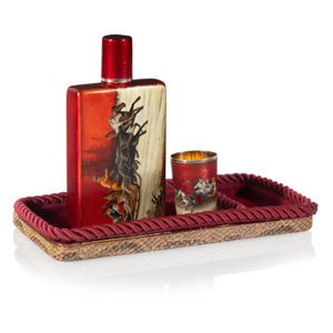 An Assembled Russian En Plein Decorated and Lacquered Silver Drinking Set The flask with maker's mark SW, the... (Total: 2 Items)