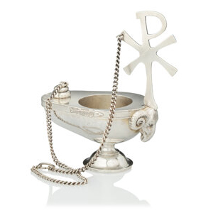 A Fabergé Silver Lampada in the Form of a Byzantine Lychnos Fabergé, Workmaster Johann Victor Aarne, St. Petersbu